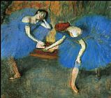 Edgar Degas Two Dancers in Blue painting